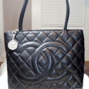 SALE! CHANEL Black Leather Medallion Shoulder Bag